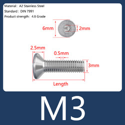 Senkkopfschrauben Senkschrauben Edelstahl A2 M1,6 M2 M3 M4 M5 M6 M8 M10 ISO10642