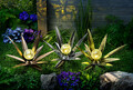3 Solar Gartenstecker Blüte Agave Craquele Garten Leuchte Lampe Deko Balkon Weg
