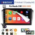 Carplay Android13 GPS Navi WiFi Autoradio 2+64G Kam RDS Für Mazda 3 2004-2009 BK