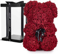 Rosen Teddy Bär Geschenkbox | 25cm Bär mit 200 Rosen | Ewige Rose Deko Liebe NEU