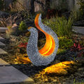 Solarleuchte Außenlampe Gartendeko LED Steinoptik grau gold Skulptur Dekolampe