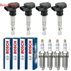 4x HITACHI Zündspule +4x BOSCH Zündkerze Doppelplatin für Toyota Prius Liftback