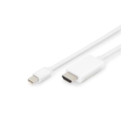 DIGITUS Mini DisplayPort Adapterkabel DP zu HDMI Type A 2m 4K 60Hz Weiß Kabel