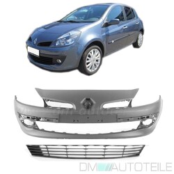 Renault Clio III Front Stoßstange vorne grundiert komplett +Grill Einsatz 05-09