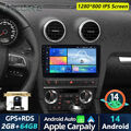 2+64G Android 14 IPS Autoradio Carplay für AUDI A3 S3 RS3 8P 8V AHD Kam GPS Navi