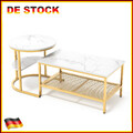 2er Couchtisch Set Beistelltisch Marmor Optik Wohnzimmertisch Rund Satztisch DE