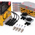2x NGK Zündspule Kabelsatz 4x BOSCH Zündkerze für FIAT PANDA 169 PUNTO 1.1 1.2