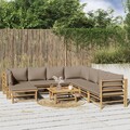 vidaXL 9-tlg. Garten-Lounge-Set mit Kissen Taupe Bambus