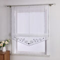 Transparent Raffrollo Voile Raffgardinen mit Tunnellzug Bestickt Küche Gardinen