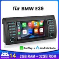 7" Android 14 Autoradio Apple CarPlay Für BMW 5er E39 M5 GPS Navi WIFI FM SWC BT