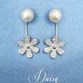 Blume Ohrringe echt Silber 925 Zirkonia Damen Mädchen Perle Ohrstecker