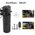 5-in-1 Aquarium Innenfilter mit UV 6W Aquarium Filter Pumpe Einstellbarer 500L/h