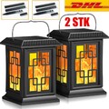 2X LED Solar Laterne Solarleuchte Außen Garten Solarlampe Terrasse Hänge Laterne