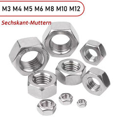 M3 M4 M5 M6 M8 M10 M12 Sechskantmuttern Feingewinde A2 V2A Edelstahl DIN 934 