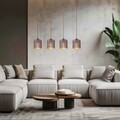 Hängeleuchte Pendellampe Esstischleuchte Textil grau LED Wohnzimmerlampe H 150cm