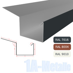 Kastenrinne Aluminium Winkelblech Regenrinne Alu Dachblech RAL Farben Rinne R★ Maße wählbar ★ Länge 1 bis 2 m ★ Made in Germany ★