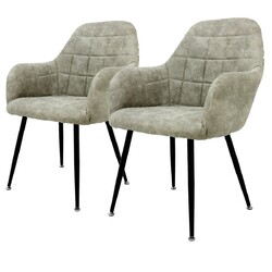 B-Ware Esszimmerstühle Esszimmerstuhl Wohnzimmerstühle Kunstleder 2er Set Olive