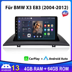 Carplay Android 13 4+64G Autoradio GPS NAVI Wifi SWC FM Für BMW x3 E83 2004-2012