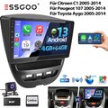 DAB+ 64G Carplay Android 13 Autoradio Für Toyota Aygo Peugeot 107 Citroen C1 GPS