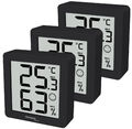 Thermometer, Hygrometer, extra klein, Magnethalterung, 3er Set schwarz