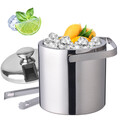 Edelstahl Eiskühler Eiswürfelbehälter Eiseimer Eiskübel mit Deckel und Eiszange