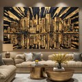 XXL LEINWAND BILD ER BIS 170x90x5 CITY SKYLINES SCHWARZ GOLD GEMÄLDE NEW-YORK