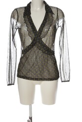ZERO Transparenz-Bluse Damen Bluse Gr. DE 40 schwarz-blassgelb Elegant