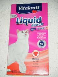 Vitakraft 23521 Cat Liquid-Snack mit Rind & Inulin, 6Stk