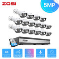 ZOSI 16CH 5MP PoE Überwachungskamera Set Außen 8MP H265+NVR 4TB Farbe Nachtsicht