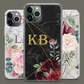 Personalisiert Roségold Rosen Marmor Herz Gel Schutzhülle für iPhone 16 15 14 13