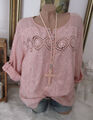2 TLG Bluse Tunika mit Top Stickerei Spitze Shirt Hippie Alt- Rosa 40 42 44