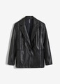 Oversize-Blazer aus Lederimitat Gr. 38 Schwarz Damenblazer Sakko Jacke Neu