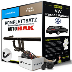 Für VW Passat Variant B6 Typ 3C5 Anhängerkupplung abnehmbar +eSatz 13pol 05-TIPP - Die Montage ab 449,- Euro gleich mitbestellen!