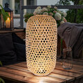 Solarlampe Stehleuchte Außenleuchte LED Bambus Korbgeflecht Laterne Terrasse