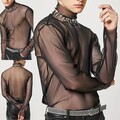 Anspruchsvolles Herren Langarm T-Shirt mit Rollkragen und Mesh Style