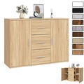 Sideboard mit 2 Türen 3 Schubladen Kommode Beistellschrank Anrichte 91x29,5x65cm