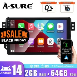 DAB Für Opel Agila B Suzuki Splash 2G+64G Android 14 GPS CarPlay Autoradio BT FM