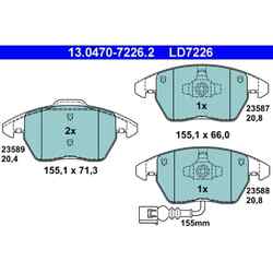 Bremsbelagsatz Scheibenbremse ATE 13.0470-7226.2 für Audi TT