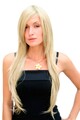 Perücke Damenperücke sehr lang blond hellblond gestuft glatt Scheitel 75cm 3110