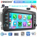 2+32G Android 14 Autoradio Carplay NAVI Für Mercedes C/CLK Klasse W203 W209 W639