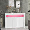 Sideboard mit LED-Leuchten Kommode Wohnzimmer Schrank Anrichte Weiß Hochglanz