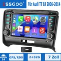 DAB+ 2+32G Autoradio Carplay Android 14 GPS WIFI BT Für Audi TT MK2 8J 2006-2014