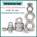 Sechskantmuttern Feingewinde A2 Edelstahl M4 M5 M6 M8 M10 M12 M14 M16 bis M24
