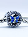 Blauer Schmetterling Charm Perle Insekt Flügel Käfer echt 925 Sterling Silber 💖