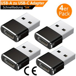 4x USB A auf USB C Adapter Ladeadapter Datenübertragung Slim OTG Konverter