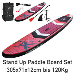 Stand Up Paddle Board Set 305x71x12cm Rot aufblasbar SUP-Board Set bis 120kg