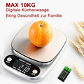 Digitale Präzisionswaage Küchenwaage Haushaltswaage 10KG/1g Edelstahl LCD Waage