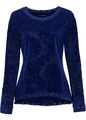 Ausbrenner-Langarmshirt Gr. 36/38 Dunkelblau Damen-Shirt Top Bluse Tunika Neu