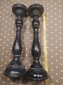 RAR Greengate Kerzenständer 2er Set "Wooden Candle Holder" Isolde Dark Grey 37cm