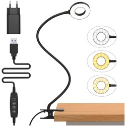 LED Leselampe Klemme dimmbar USB Flexibel Schwanenhals
